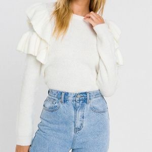 Ruffle sleeve sweater